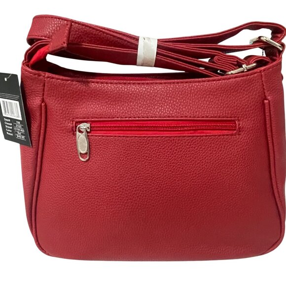 Red Leather Crossbody Bag Dmargeaux New York Utility Streetwear Everyday Purse - Picture 7 of 8